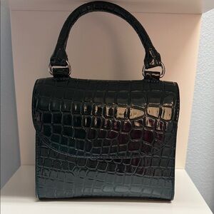 Stylish Dark Green/Teal Crocodile-Embossed Mini Bag